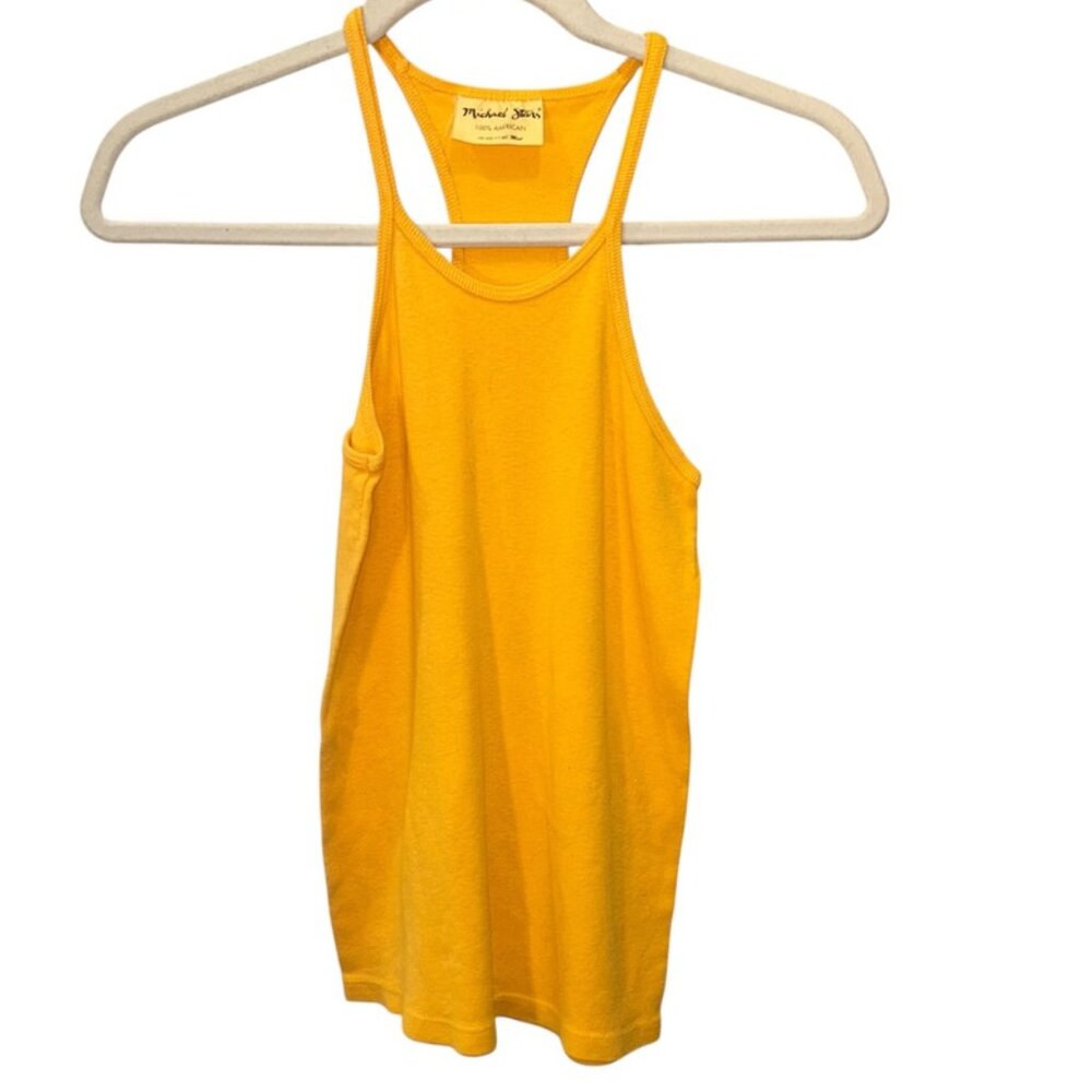 michael stars cantaloupe orange racerback fine ribbed tank top 1 sz fits most